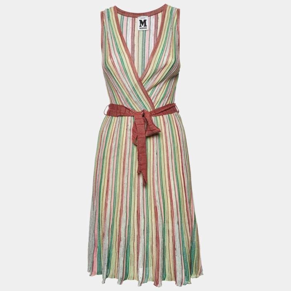 Missoni Multicolor Patterned Knit V Neck Sleeveless Short Dress